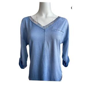 Gigi Moda women’s embellished shimmer sparkle, long sleeve, top size medium